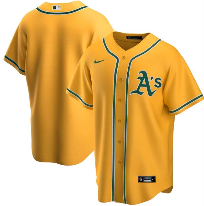 Men's Oakland Athletics Blank Yellow MLB Cool Base Stitched Jersey Men's Oakland Athletics Blank Yellow MLB Cool Base Stitched Jersey