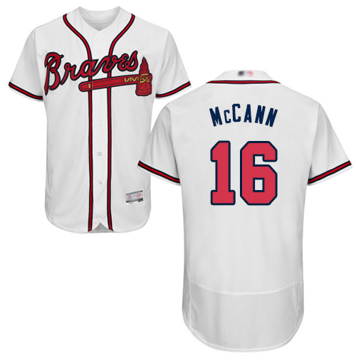 Braves #16 Brian McCann White Flexbase Authentic Collection Stitched MLB Jersey Braves #16 Brian McCann White Flexbase Authentic Collection Stitched MLB Jersey
