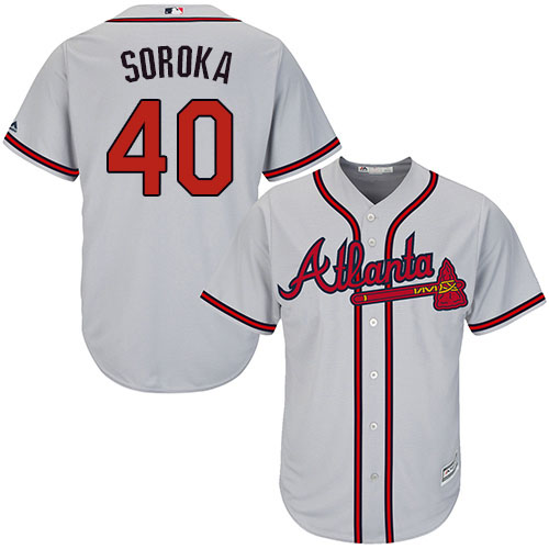 Braves #40 Mike Soroka Grey New Cool Base Stitched MLB Jersey Braves #40 Mike Soroka Grey New Cool Base Stitched MLB Jersey