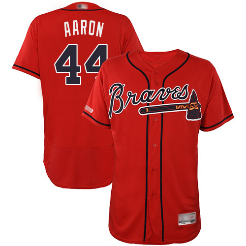 Braves #44 Hank Aaron Red Flexbase Authentic Collection Stitched MLB Jersey Braves #44 Hank Aaron Red Flexbase Authentic Collection Stitched MLB Jersey