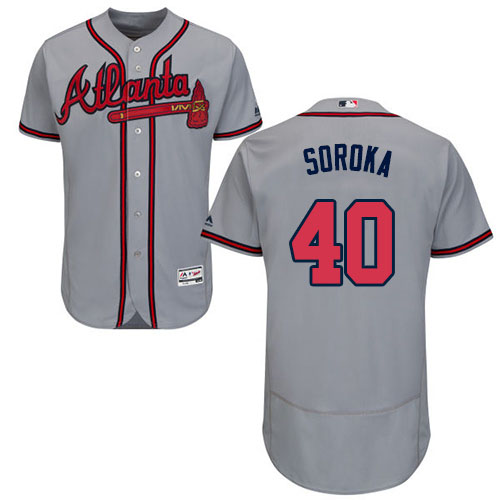 Braves #40 Mike Soroka Grey Flexbase Authentic Collection Stitched MLB Jersey Braves #40 Mike Soroka Grey Flexbase Authentic Collection Stitched MLB Jersey