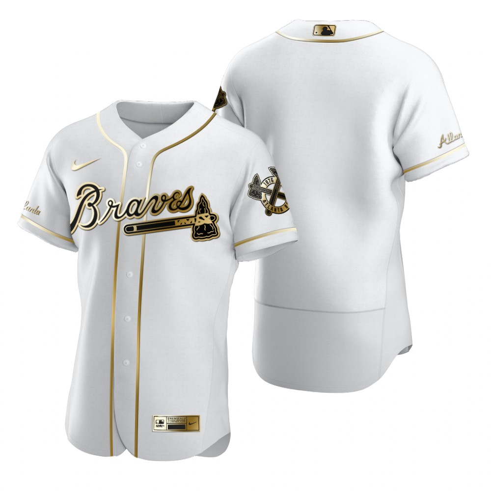 Atlanta Braves Blank White Nike Men's Authentic Golden Edition MLB Jersey Atlanta Braves Blank White Nike Men's Authentic Golden Edition MLB Jersey
