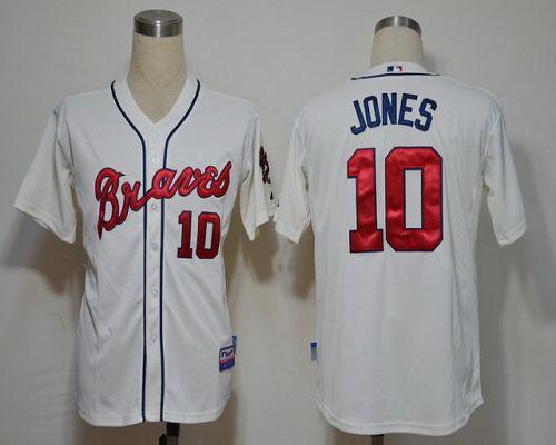 Braves #10 Chipper Jones Cream Cool Base Stitched MLB Jersey Braves #10 Chipper Jones Cream Cool Base Stitched MLB Jersey