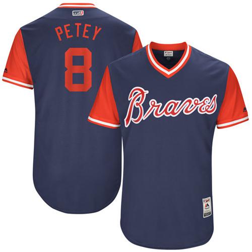 Braves #8 Jace Peterson Navy "Petey" Players Weekend Authentic Stitched MLB Jersey Braves #8 Jace Peterson Navy "Petey" Players Weekend Authentic Stitched MLB Jersey