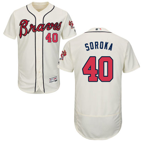 Braves #40 Mike Soroka Cream Flexbase Authentic Collection Stitched MLB Jersey Braves #40 Mike Soroka Cream Flexbase Authentic Collection Stitched MLB Jersey