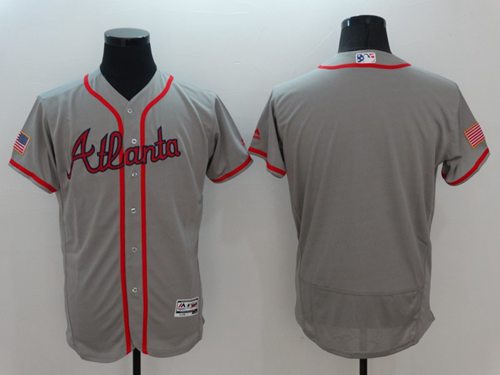 Braves Blank Grey Fashion Stars & Stripes Flexbase Authentic Stitched MLB Jersey Braves Blank Grey Fashion Stars & Stripes Flexbase Authentic Stitched MLB Jersey