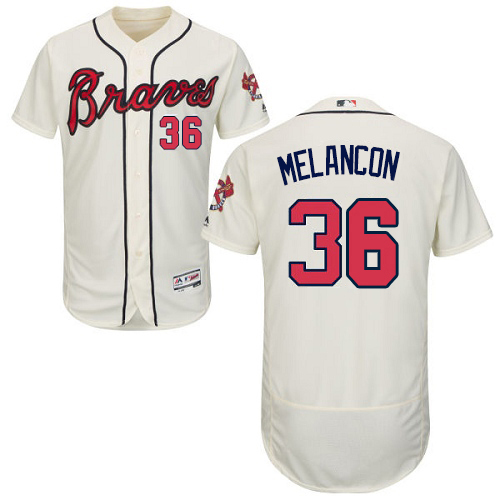 Braves #36 Mark Melancon Cream Flexbase Authentic Collection Stitched MLB Jersey Braves #36 Mark Melancon Cream Flexbase Authentic Collection Stitched MLB Jersey