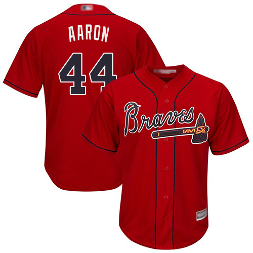 Braves #44 Hank Aaron Red Cool Base Stitched MLB Jersey Braves #44 Hank Aaron Red Cool Base Stitched MLB Jersey