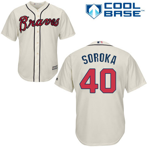 Braves #40 Mike Soroka Cream New Cool Base Stitched MLB Jersey Braves #40 Mike Soroka Cream New Cool Base Stitched MLB Jersey