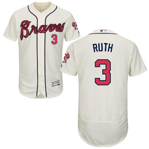 Braves #3 Babe Ruth Cream Flexbase Authentic Collection Stitched MLB Jersey Braves #3 Babe Ruth Cream Flexbase Authentic Collection Stitched MLB Jersey