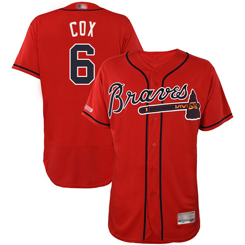Braves #6 Bobby Cox Red Flexbase Authentic Collection Stitched MLB Jersey Braves #6 Bobby Cox Red Flexbase Authentic Collection Stitched MLB Jersey