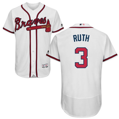 Braves #3 Babe Ruth White Flexbase Authentic Collection Stitched MLB Jersey Braves #3 Babe Ruth White Flexbase Authentic Collection Stitched MLB Jersey
