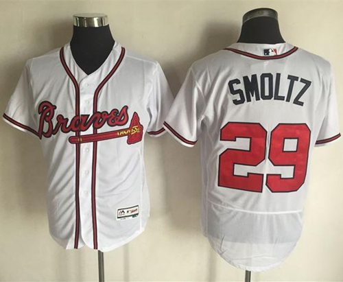 Braves #29 John Smoltz White Flexbase Authentic Collection Stitched MLB Jersey Braves #29 John Smoltz White Flexbase Authentic Collection Stitched MLB Jersey