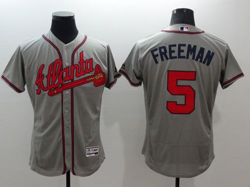 Braves #5 Freddie Freeman Grey Flexbase Authentic Collection Stitched MLB Jersey Braves #5 Freddie Freeman Grey Flexbase Authentic Collection Stitched MLB Jersey