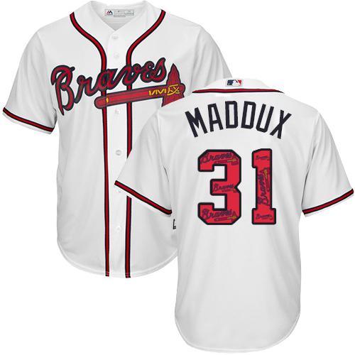 Braves #31 Greg Maddux White Team Logo Fashion Stitched MLB Jersey Braves #31 Greg Maddux White Team Logo Fashion Stitched MLB Jersey
