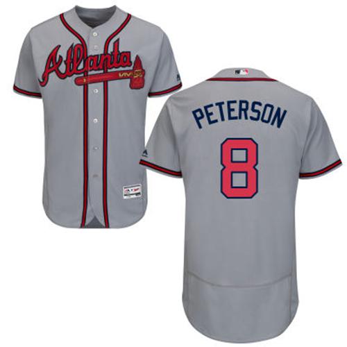 Braves #8 Jace Peterson Grey Flexbase Authentic Collection Stitched MLB Jersey Braves #8 Jace Peterson Grey Flexbase Authentic Collection Stitched MLB Jersey