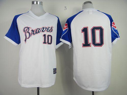 Braves #10 Chipper Jones White 1974 Throwback Stitched MLB Jersey Braves #10 Chipper Jones White 1974 Throwback Stitched MLB Jersey