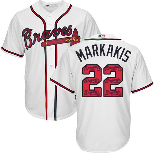 Braves #22 Nick Markakis White Team Logo Fashion Stitched MLB Jersey Braves #22 Nick Markakis White Team Logo Fashion Stitched MLB Jersey