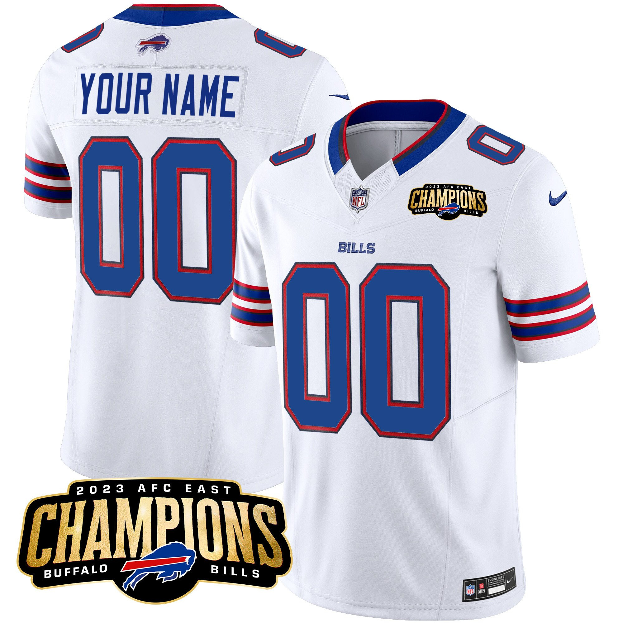 Men's Buffalo Bills Active Player Custom White 2023 F.U.S.E. AFC East Champions Ptach Stitched Football Jersey Men's Buffalo Bills Active Player Custom White 2023 F.U.S.E. AFC East Champions Ptach Stitched Football Jersey