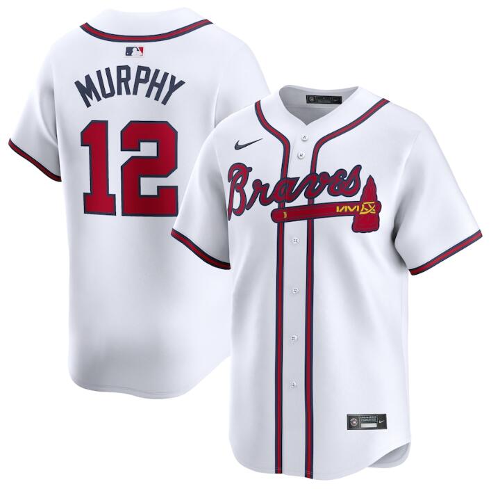 Men's Atlanta Braves #12 Sean Murphy White 2024 Home Limited Stitched Baseball Jersey Men's Atlanta Braves #12 Sean Murphy White 2024 Home Limited Stitched Baseball Jersey