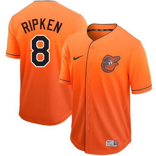Nike Orioles #8 Cal Ripken Orange Fade Authentic Stitched MLB Jersey Nike Orioles #8 Cal Ripken Orange Fade Authentic Stitched MLB Jersey