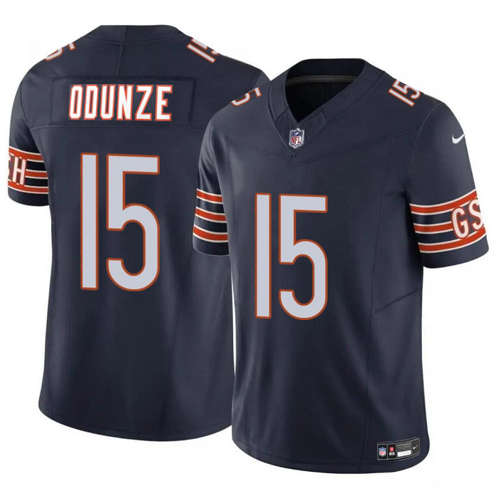 Men's Chicago Bears #15 Rome Odunze Navy 2024 Draft F.U.S.E. Vapor Stitched Football Jersey Men's Chicago Bears #15 Rome Odunze Navy 2024 Draft F.U.S.E. Vapor Stitched Football Jersey
