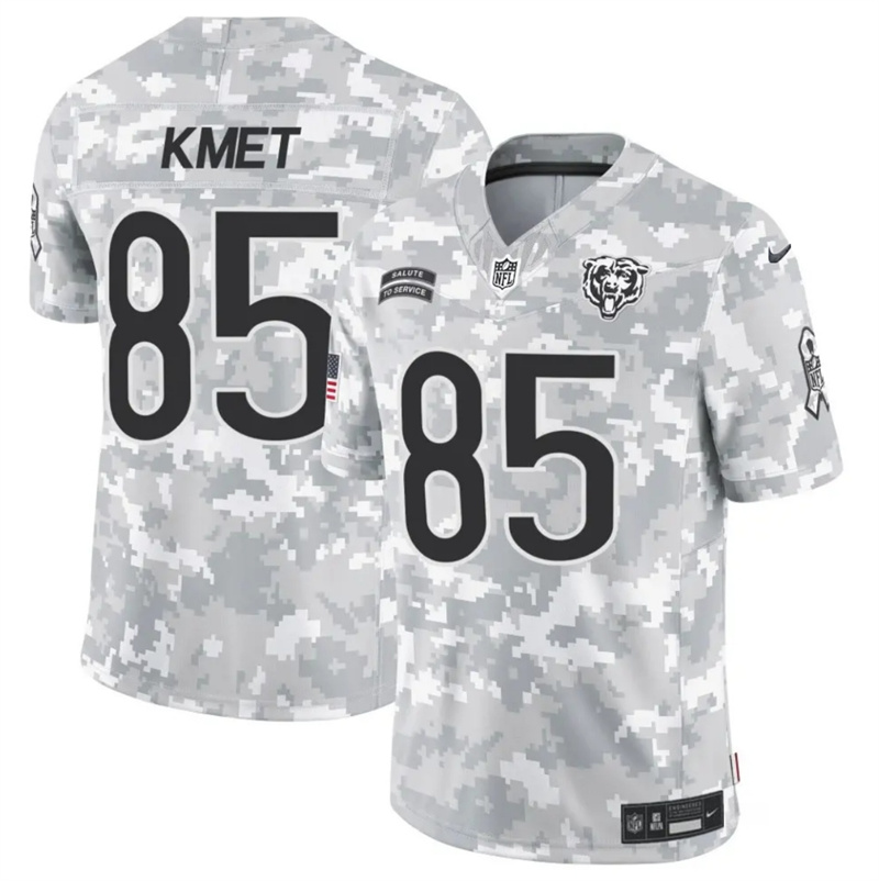 Men's Chicago Bears #85 Cole Kmet 2024 F.U.S.E Arctic Camo Salute to Service Limited Stitched Football Jersey Men's Chicago Bears #85 Cole Kmet 2024 F.U.S.E Arctic Camo Salute to Service Limited Stitched Football Jersey