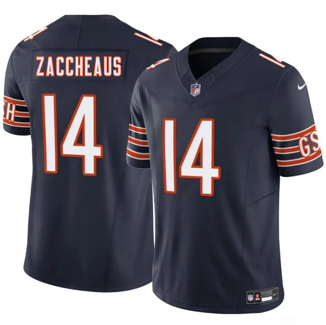 Men's Chicago Bears #14 Olamide Zaccheaus Navy 2025 F.U.S.E. Vapor Stitched Football Jersey Men's Chicago Bears #14 Olamide Zaccheaus Navy 2025 F.U.S.E. Vapor Stitched Football Jersey