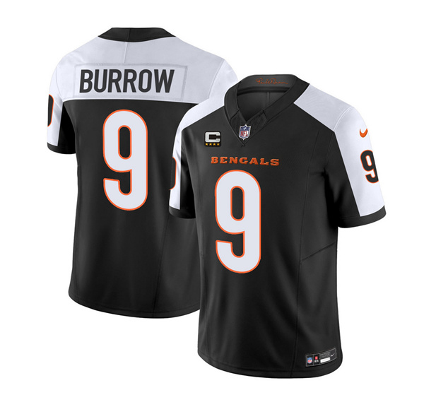 Men's Cincinnati Bengals #9 Joe Burrow 2023 F.U.S.E. Black/White With 4-Star C Patch Vapor Untouchable Limited Stitched Jersey Men's Cincinnati Bengals #9 Joe Burrow 2023 F.U.S.E. Black/White With 4-Star C Patch Vapor Untouchable Limited Stitched Jersey