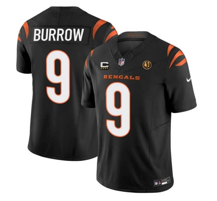 Men's Cincinnati Bengals #9 Joe Burrow Black 2023 F.U.S.E. With 4-star C Ptach And John Madden Patch Vapor Limited Stitched Football Jersey
