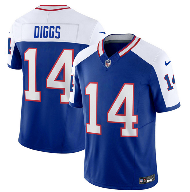 Men's Buffalo Bills #14 Stefon Diggs Blue/White 2023 F.U.S.E. Throwback Vapor Untouchable Limited Stitched Jersey Men's Buffalo Bills #14 Stefon Diggs Blue/White 2023 F.U.S.E. Throwback Vapor Untouchable Limited Stitched Jersey