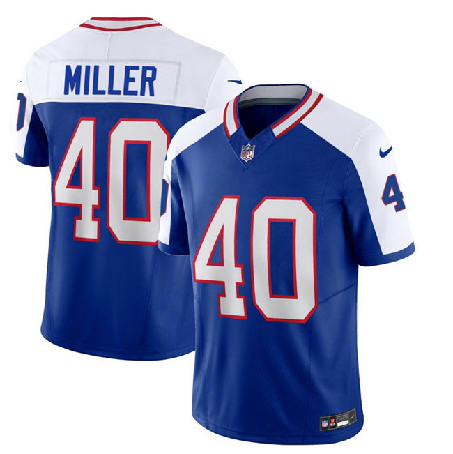 Men's Buffalo Bills #40 Von Miller Blue/White 2023 F.U.S.E. Throwback Vapor Untouchable Limited Stitched Jersey Men's Buffalo Bills #40 Von Miller Blue/White 2023 F.U.S.E. Throwback Vapor Untouchable Limited Stitched Jersey