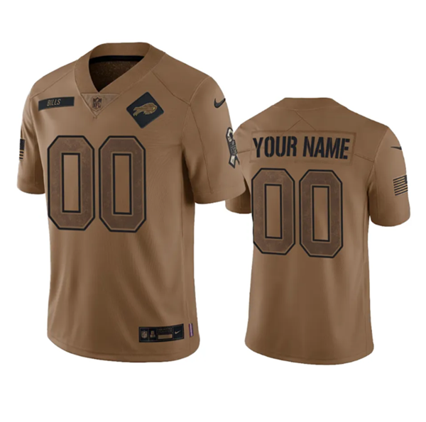 Men's Buffalo Bills Active Player Custom 2023 Brown Salute To Service Limited Stitched Jersey Men's Buffalo Bills Active Player Custom 2023 Brown Salute To Service Limited Stitched Jersey