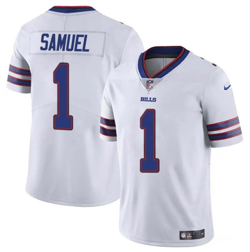 Men's Buffalo Bills #1 Curtis Samuel White Vapor Untouchable Limited Stitched Football Jersey Men's Buffalo Bills #1 Curtis Samuel White Vapor Untouchable Limited Stitched Football Jersey