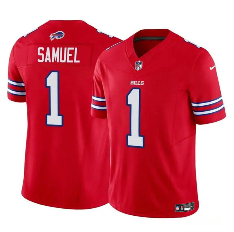 Men's Buffalo Bills #1 Curtis Samuel Red 2023 F.U.S.E. Vapor Untouchable Limited Stitched Football Jersey Men's Buffalo Bills #1 Curtis Samuel Red 2023 F.U.S.E. Vapor Untouchable Limited Stitched Football Jersey