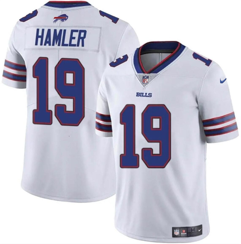 Men's Buffalo Bills #19 KJ Hamler White 2024 Vapor Untouchable Limited Stitched Football Jersey Men's Buffalo Bills #19 KJ Hamler White 2024 Vapor Untouchable Limited Stitched Football Jersey