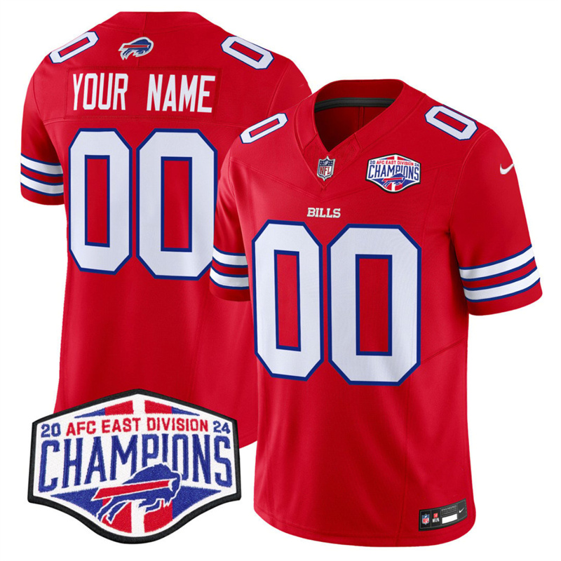 Men's Buffalo Bills ACTIVE PLAYER Custom Red F.U.S.E. 2024 AFC East Division Champions Vapor Limited Stitched Football Jersey Men's Buffalo Bills ACTIVE PLAYER Custom Red F.U.S.E. 2024 AFC East Division Champions Vapor Limited Stitched Football Jersey