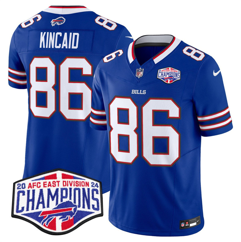 Men's Buffalo Bills #86 Dalton Kincaid Royal F.U.S.E. 2024 AFC East Division Champions Vapor Limited Stitched Football Jersey Men's Buffalo Bills #86 Dalton Kincaid Royal F.U.S.E. 2024 AFC East Division Champions Vapor Limited Stitched Football Jersey