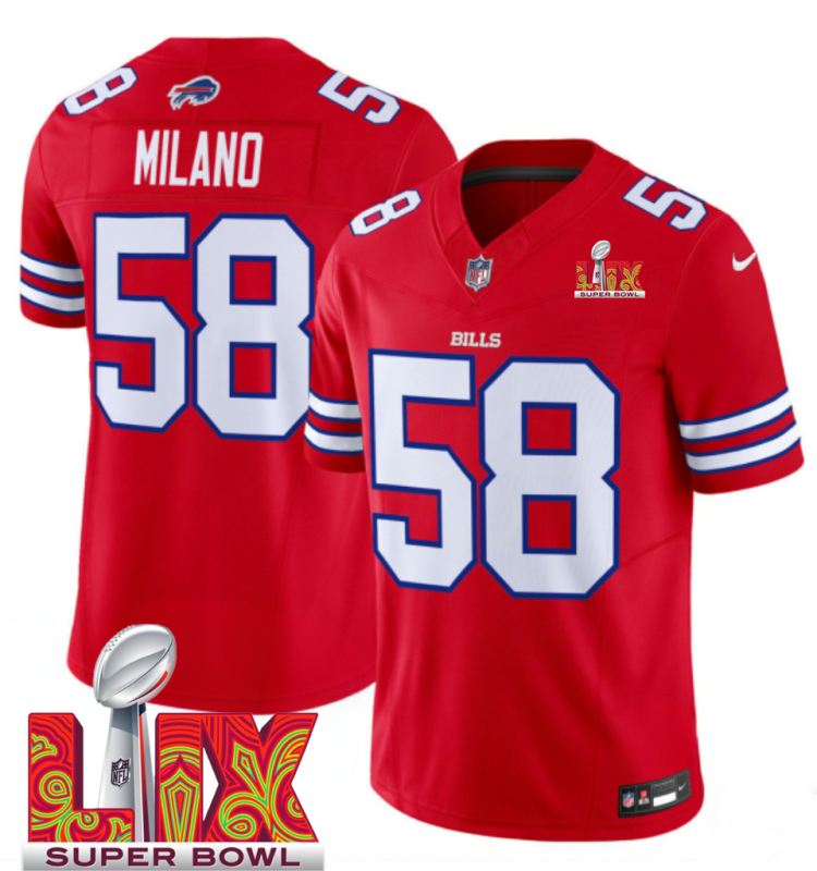 Men's Buffalo Bills #58 Matt Milano Red F.U.S.E. 24/25 Super Bowl LIX Vapor Untouchable Limited Stitched Football Jersey Men's Buffalo Bills #58 Matt Milano Red F.U.S.E. 24/25 Super Bowl LIX Vapor Untouchable Limited Stitched Football Jersey