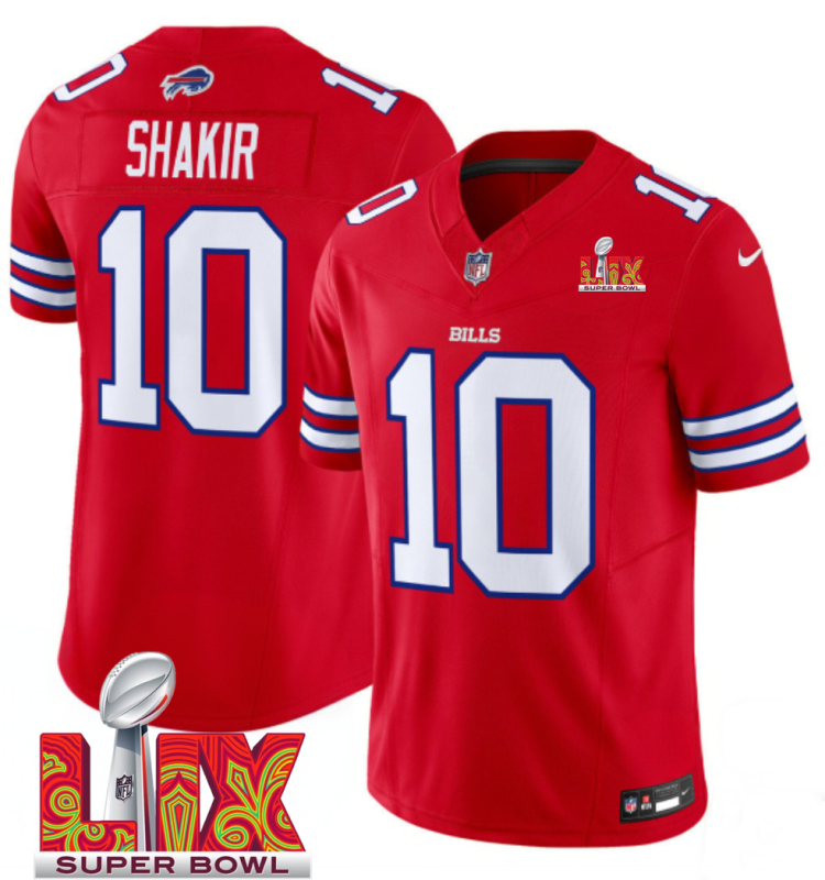Men's Buffalo Bills #10 Khalil Shakir Red F.U.S.E. 24/25 Super Bowl LIX Vapor Untouchable Limited Stitched Football Jersey Men's Buffalo Bills #10 Khalil Shakir Red F.U.S.E. 24/25 Super Bowl LIX Vapor Untouchable Limited Stitched Football Jersey