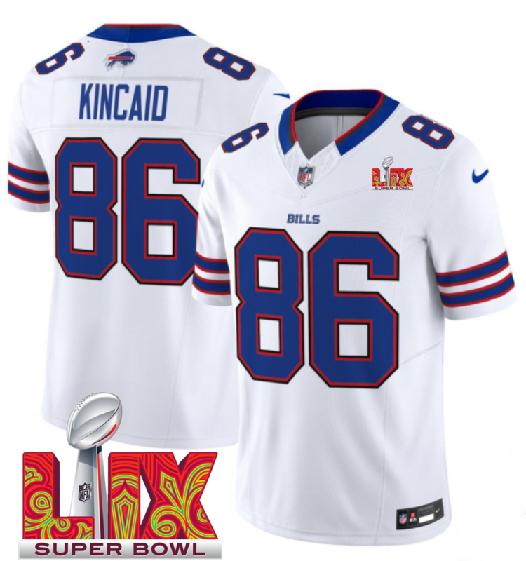 Men's Buffalo Bills #86 Dalton Kincaid White F.U.S.E. 24/25 Super Bowl LIX Vapor Untouchable Limited Stitched Football Jersey Men's Buffalo Bills #86 Dalton Kincaid White F.U.S.E. 24/25 Super Bowl LIX Vapor Untouchable Limited Stitched Football Jersey
