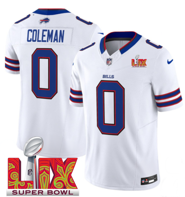 Men's Buffalo Bills #0 Keon Coleman White F.U.S.E. 24/25 Super Bowl LIX Vapor Untouchable Limited Stitched Football Jersey