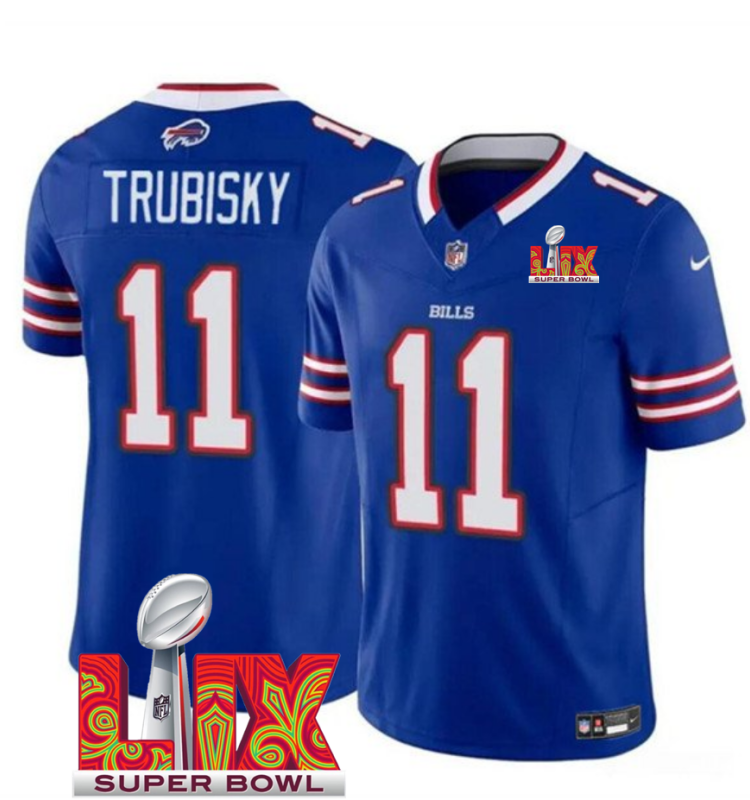 Men's Buffalo Bills #11 Mitch Trubisky Royal F.U.S.E. 24/25 Super Bowl LIX Vapor Untouchable Limited Stitched Football Jersey Men's Buffalo Bills #11 Mitch Trubisky Royal F.U.S.E. 24/25 Super Bowl LIX Vapor Untouchable Limited Stitched Football Jersey