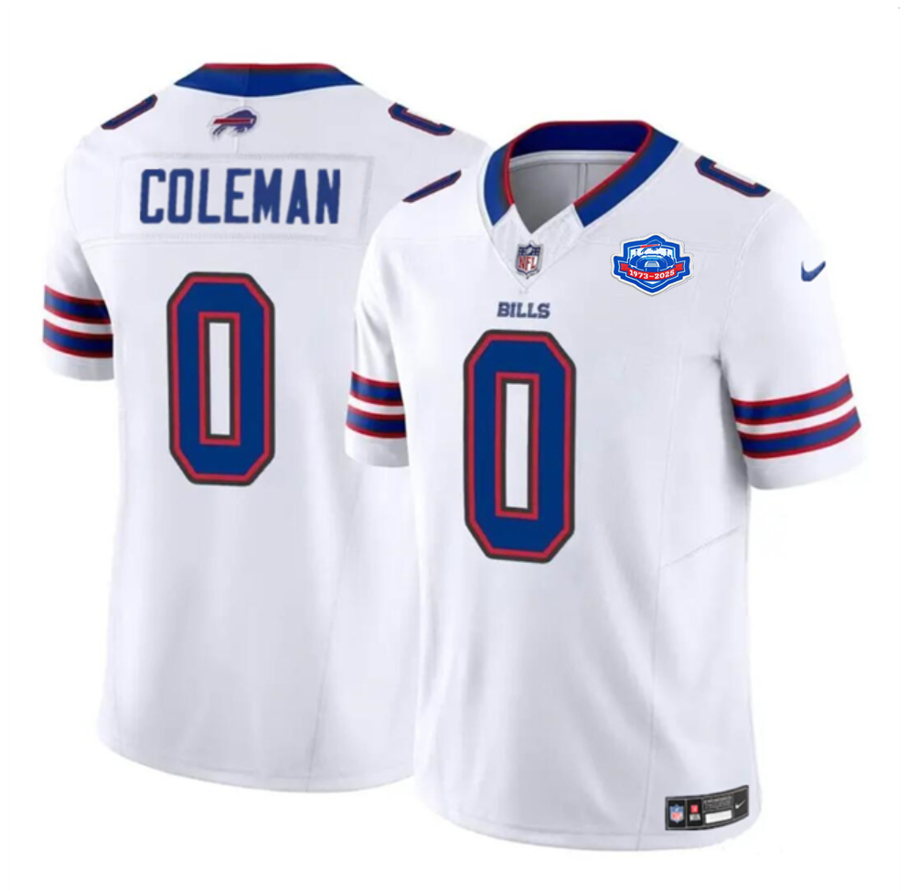 Men's Buffalo Bills #0 Keon Coleman White 2025 F.U.S.E. With Farewell Patch Vapor Untouchable Limited Stitched Football Jersey Men's Buffalo Bills #0 Keon Coleman White 2025 F.U.S.E. With Farewell Patch Vapor Untouchable Limited Stitched Football Jersey