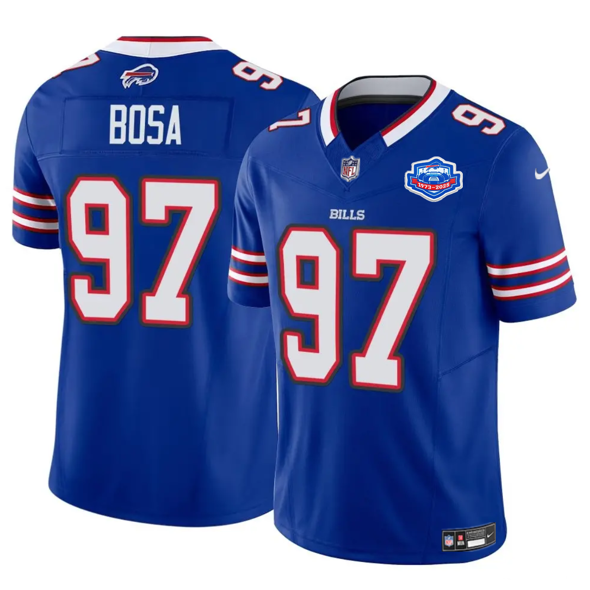 Men's Buffalo Bills #97 Joey Bosa Blue 2025 F.U.S.E. With Farewell Patch Vapor Untouchable Limited Stitched Football Jersey Men's Buffalo Bills #97 Joey Bosa Blue 2025 F.U.S.E. With Farewell Patch Vapor Untouchable Limited Stitched Football Jersey