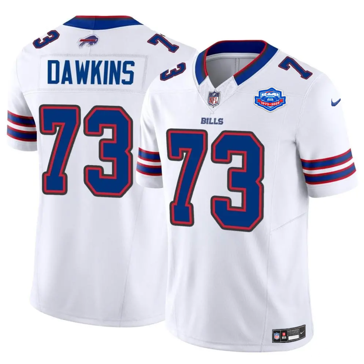Men's Buffalo Bills #73 Dion Dawkins White 2025 F.U.S.E. With Farewell Patch Vapor Untouchable Limited Stitched Football Jersey Men's Buffalo Bills #73 Dion Dawkins White 2025 F.U.S.E. With Farewell Patch Vapor Untouchable Limited Stitched Football Jersey