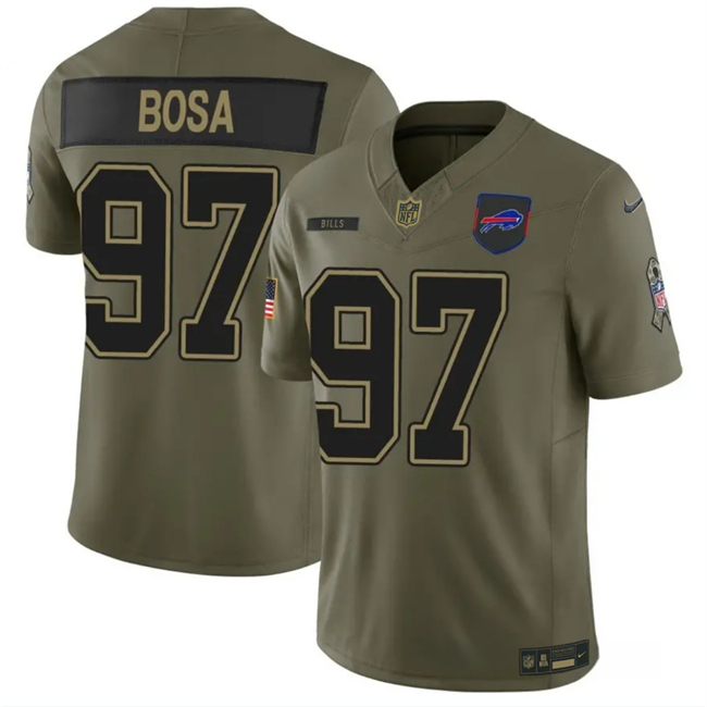 Men's Buffalo Bills #97 Joey Bosa Olive 2025 F.U.S.E. Salute to Service Limited Stitched Football Jersey Men's Buffalo Bills #97 Joey Bosa Olive 2025 F.U.S.E. Salute to Service Limited Stitched Football Jersey