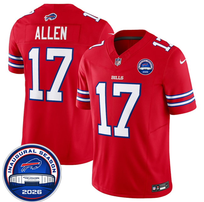 Men's Buffalo Bills #17 Josh Allen Red F.U.S.E. 2026 Inaugural Season at Highmark Stadium Stitched Football Jersey