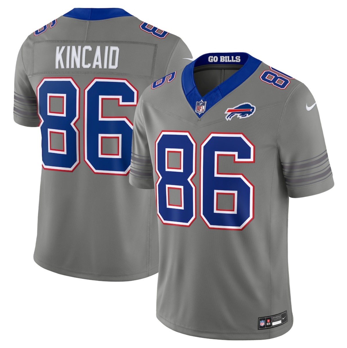 Men's Buffalo Bills #86 Dalton Kincaid Gray F.U.S.E. 2026 Nickel City Vapor Stitched Football Jersey Men's Buffalo Bills #86 Dalton Kincaid Gray F.U.S.E. 2026 Nickel City Vapor Stitched Football Jersey