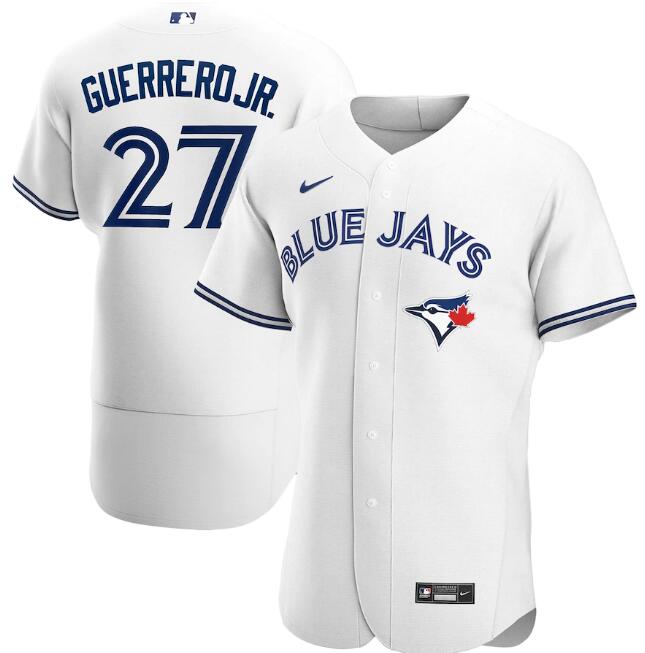 Men's Toronto Blue Jays #27 Vladimir Guerrero Jr. White MLB Flex Base Stitched Jersey Men's Toronto Blue Jays #27 Vladimir Guerrero Jr. White MLB Flex Base Stitched Jersey